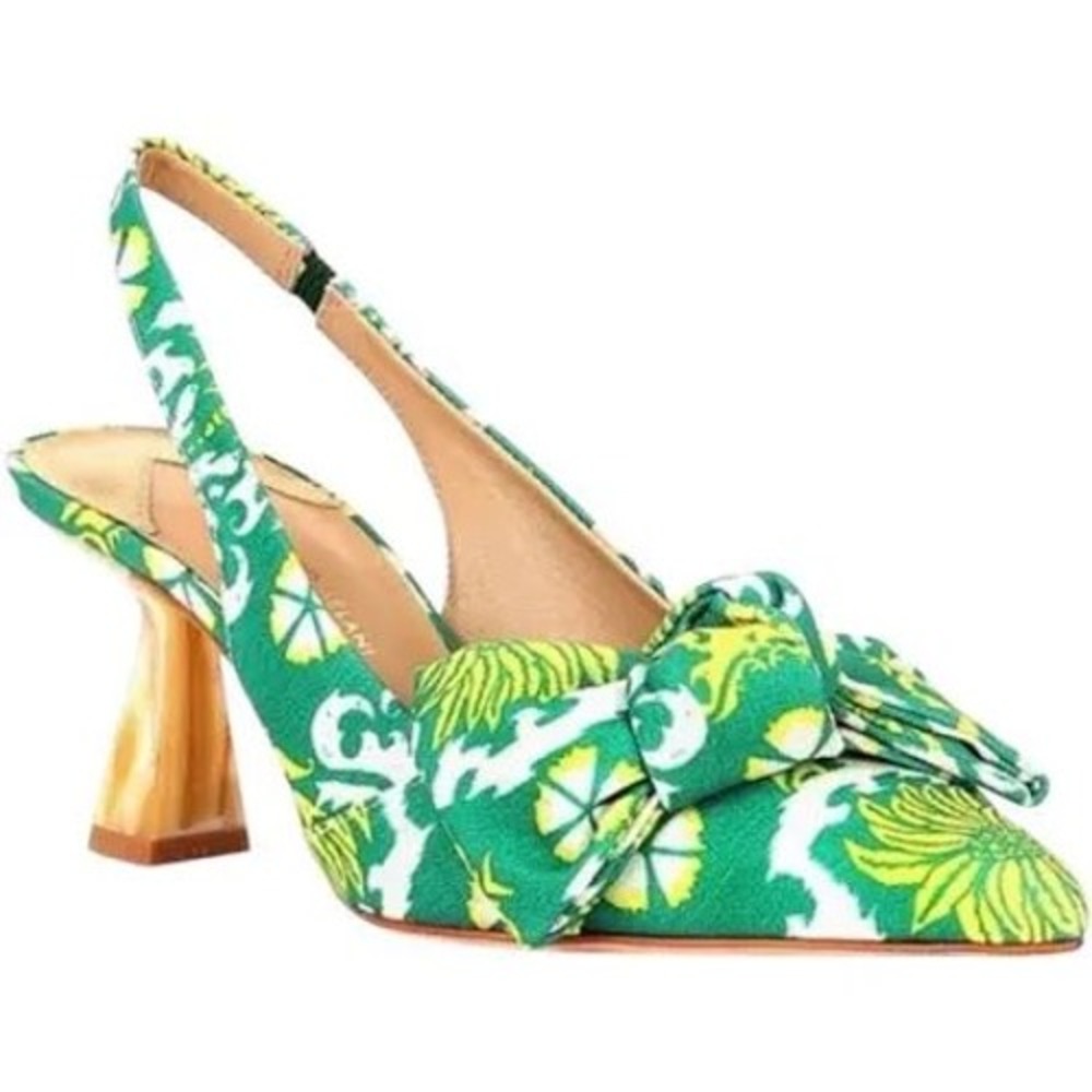 Antonio Melani Lenore Royal Palm Bow Slingback Pumps Green Sz 7.5 New